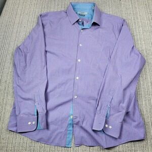 Original Penguin Shirt Mens XL Purple Plaid Slim Fit Long Sleeve Button Front